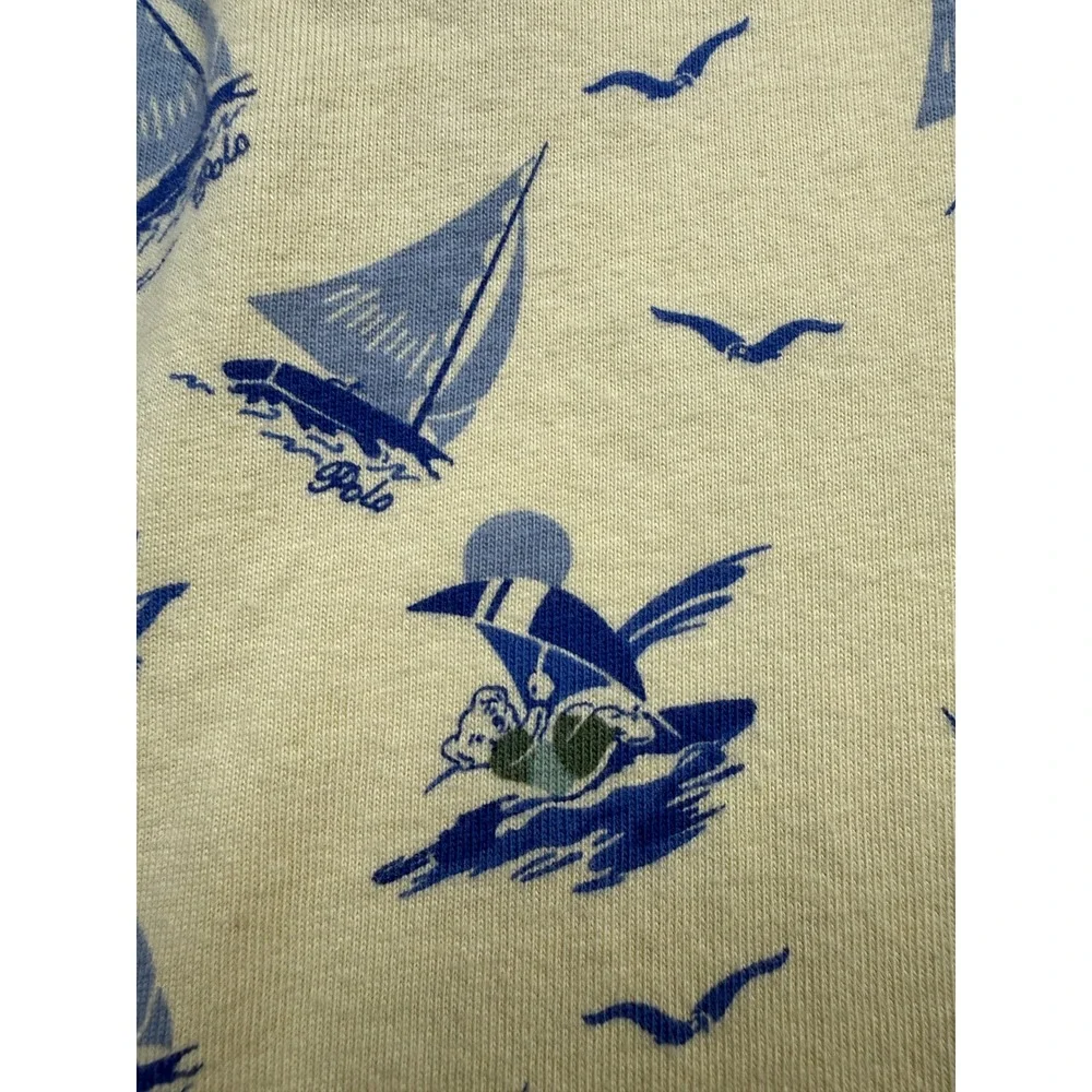 Polo Ralph Lauren Kids Yellow Nautical Sailboat Palm Tree Polo Shirt Size S 8